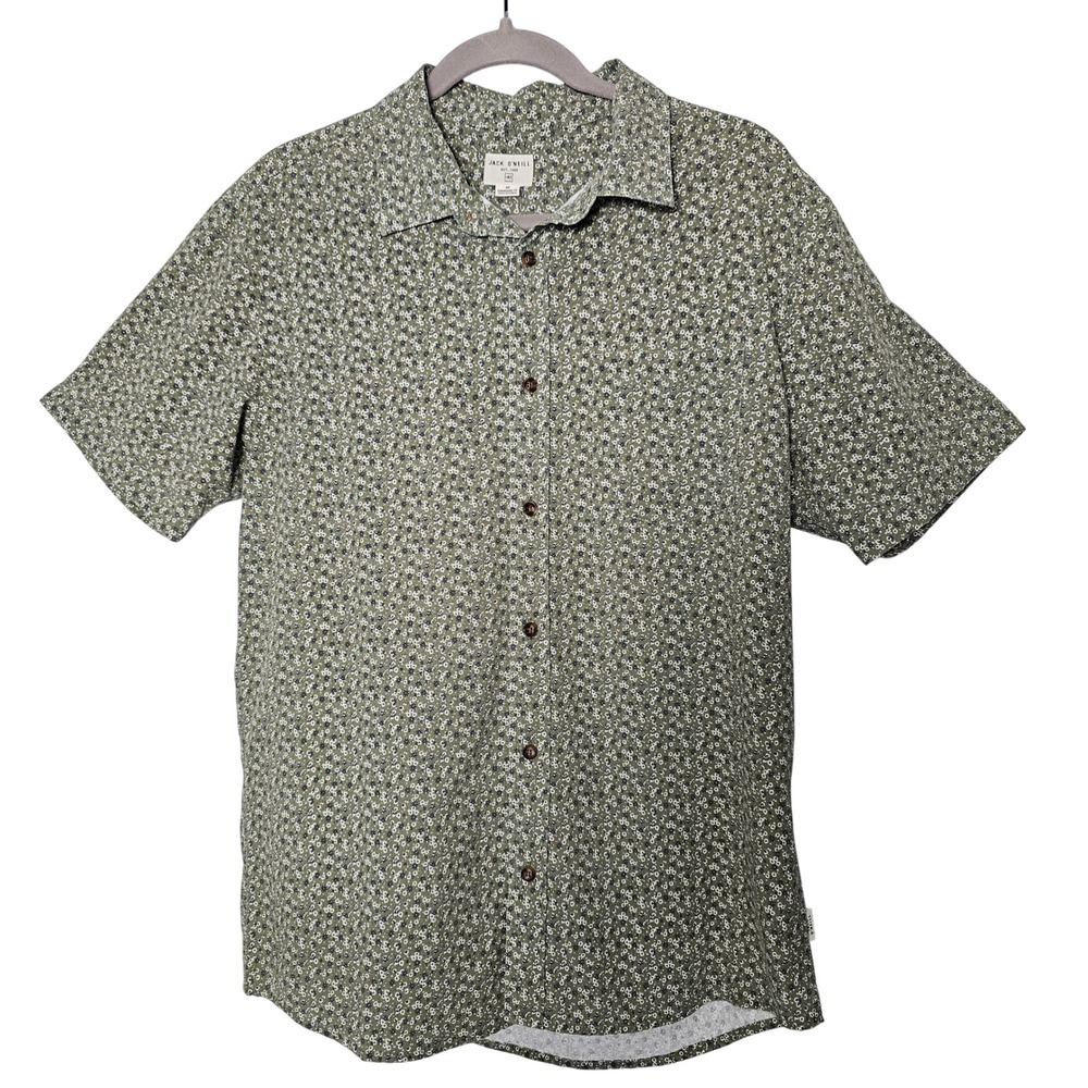 Jack O'Neill Sunridge Floral Button Down Shirt Size M Green Surf Coastal Casual